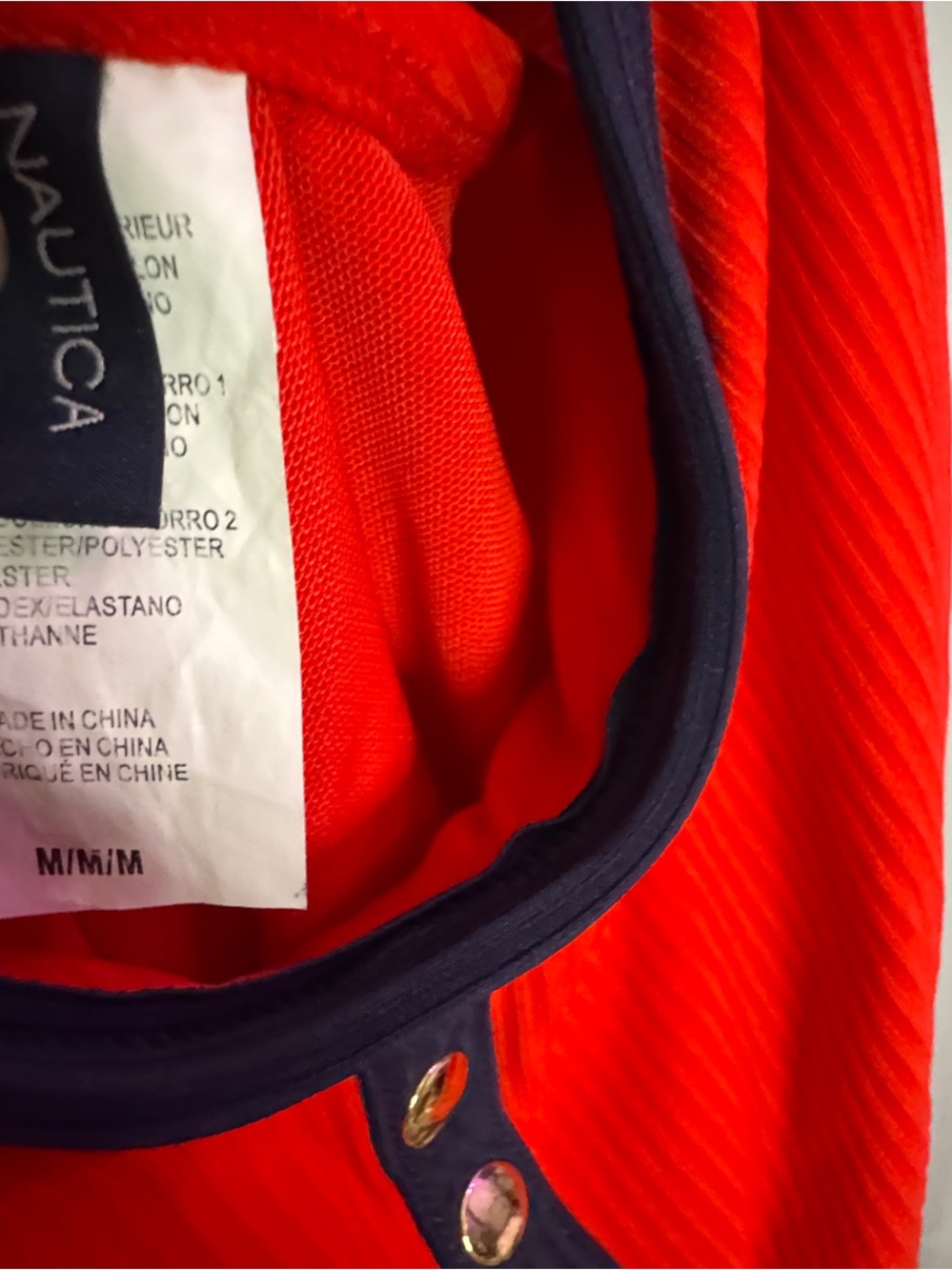 Nautica Red One-Piece Swimsuit with Navy Trim - Picture 2 of 5